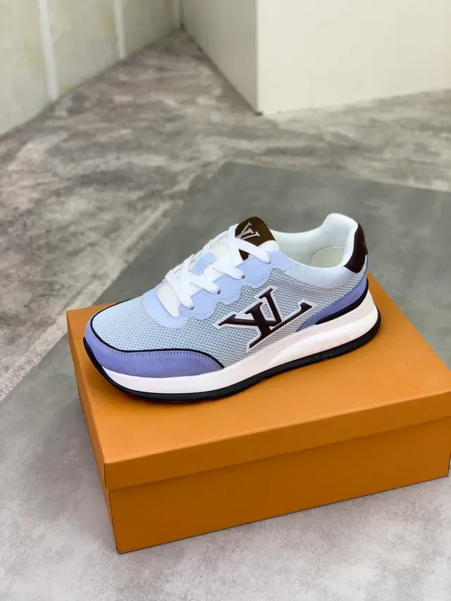 লুইস ভিটন LV Trainer নীল বেগুনি মেশ আপার মনোগ্রাম সাইড লোগো লাইফস্টাইল স্নিকার 4