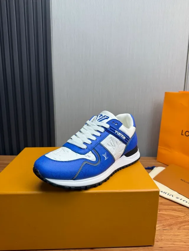 Louis Vuitton LV Trainer Blue White Color-Blocked Embossed Monogram Panels Lifestyle Sneakers 1