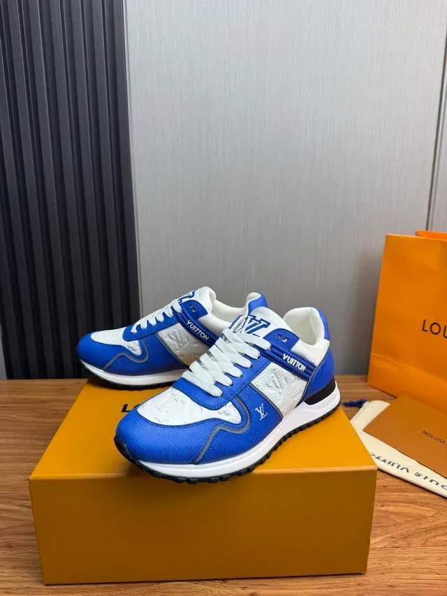 Louis Vuitton LV Trainer Blue White Color-Blocked Embossed Monogram Panels Lifestyle Sneakers 3