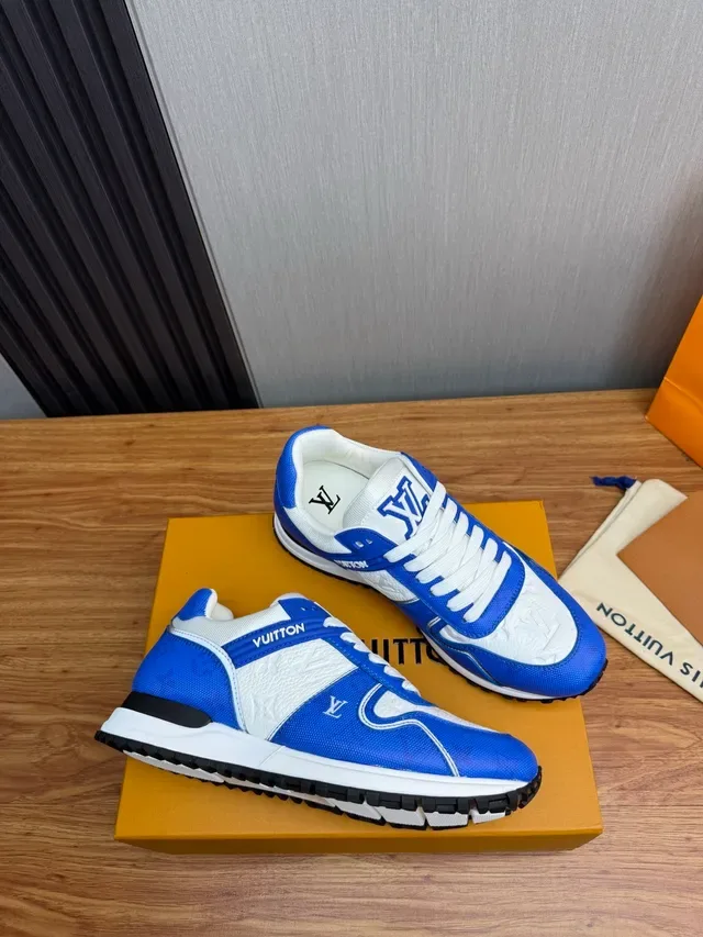Louis Vuitton LV Trainer Blue White Color-Blocked Embossed Monogram Panels Lifestyle Sneakers 6