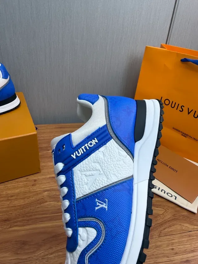 Louis Vuitton LV Trainer Blue White Color-Blocked Embossed Monogram Panels Lifestyle Sneakers 9