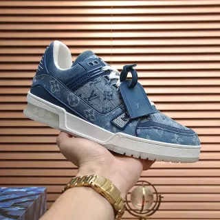 Louis Vuitton LV Trainer Blue White Denim Monogram Upper Chunky Midsole Lifestyle Sneakers