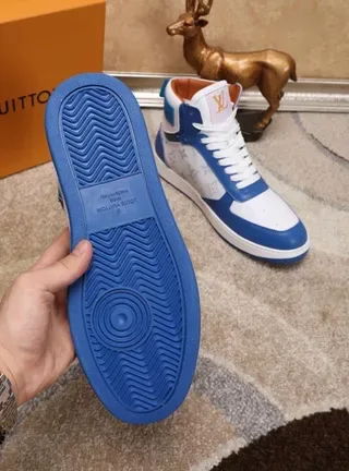 Louis Vuitton LV Trainer Blue White High-Top Monogram-Print Lifestyle Sneakers 2