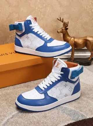 Louis Vuitton LV Trainer Blue White High-Top Monogram-Print Lifestyle Sneakers 3