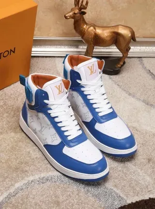 Louis Vuitton LV Trainer Blue White High-Top Monogram-Print Lifestyle Sneakers 5