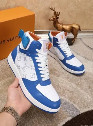 Louis Vuitton LV Trainer Blue White High-Top Monogram-Print Lifestyle Sneakers 6