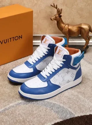 Louis Vuitton LV Trainer Blue White High-Top Monogram-Print Lifestyle Sneakers 7