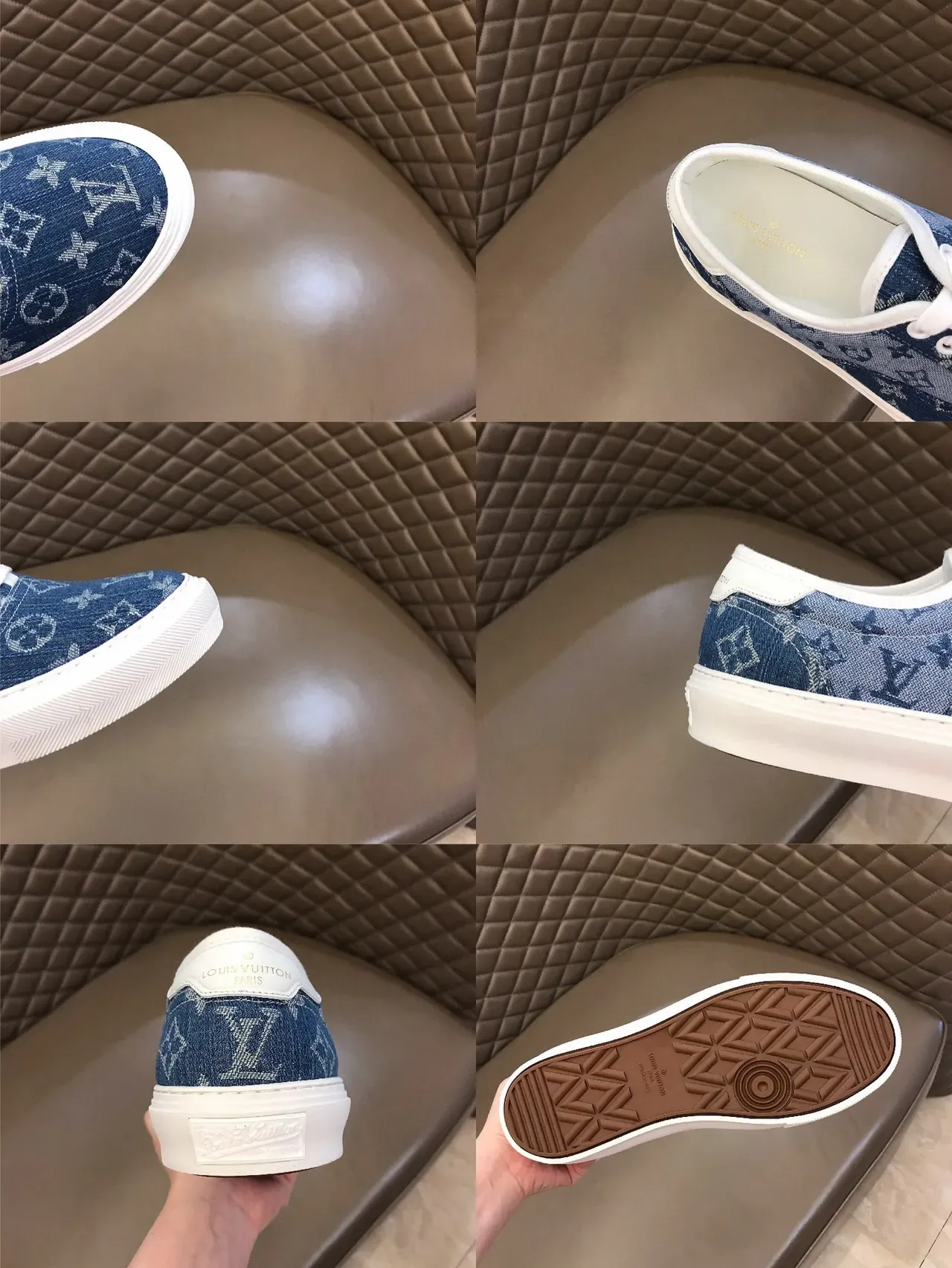 Louis Vuitton LV Trainer Blue White Monogram Denim Upper Rubber Platform Sole Lifestyle Sneakers 2