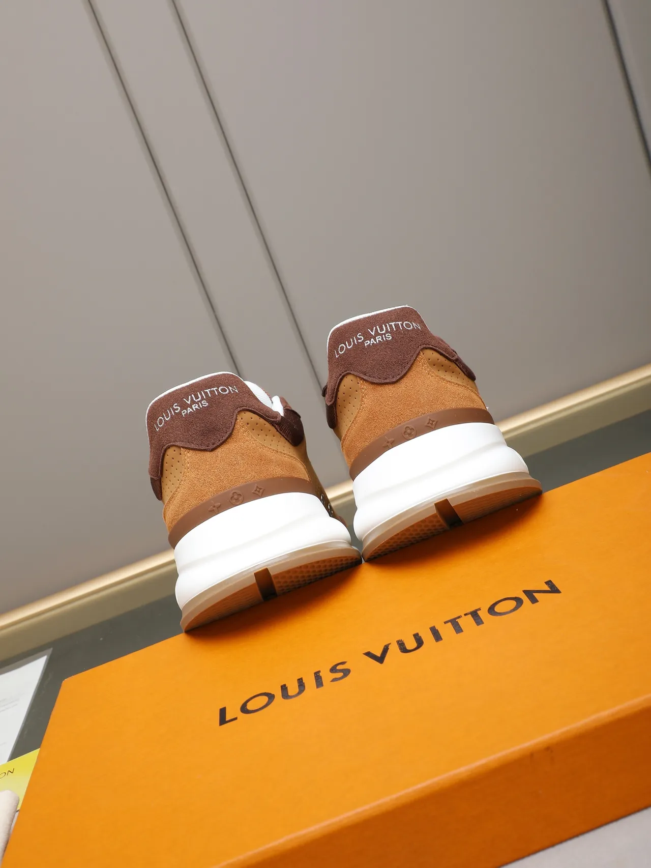 Louis Vuitton LV Trainer Brown Beige Perforated Tan Suede Overlays Lifestyle Sneakers 3