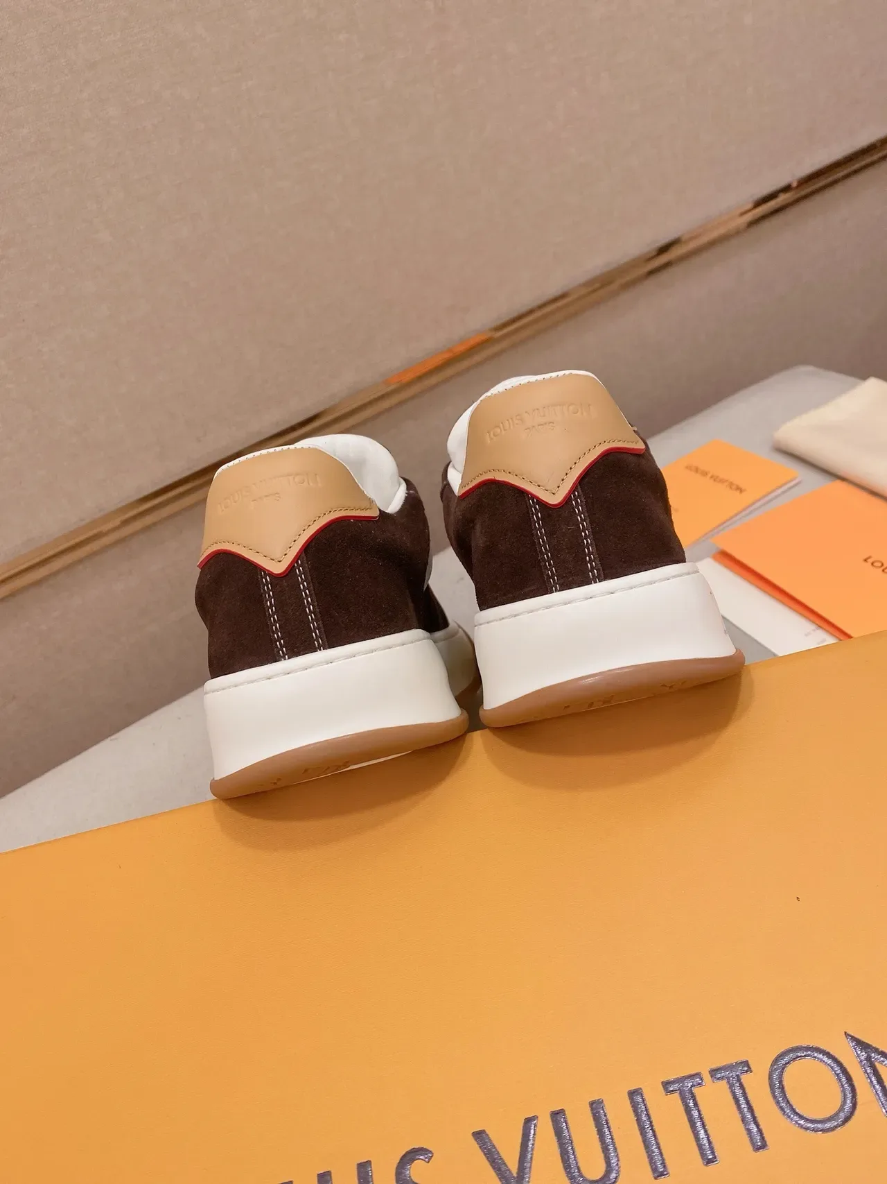 Louis Vuitton LV Trainer Brown Beige Suede And Leather Panel Construction Contrast White Midsole Lifestyle Sneakers 9
