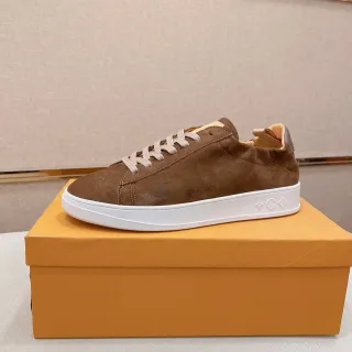 Louis Vuitton LV Trainer Brown Beige Suede Upper White Platform Sole Lifestyle Sneakers