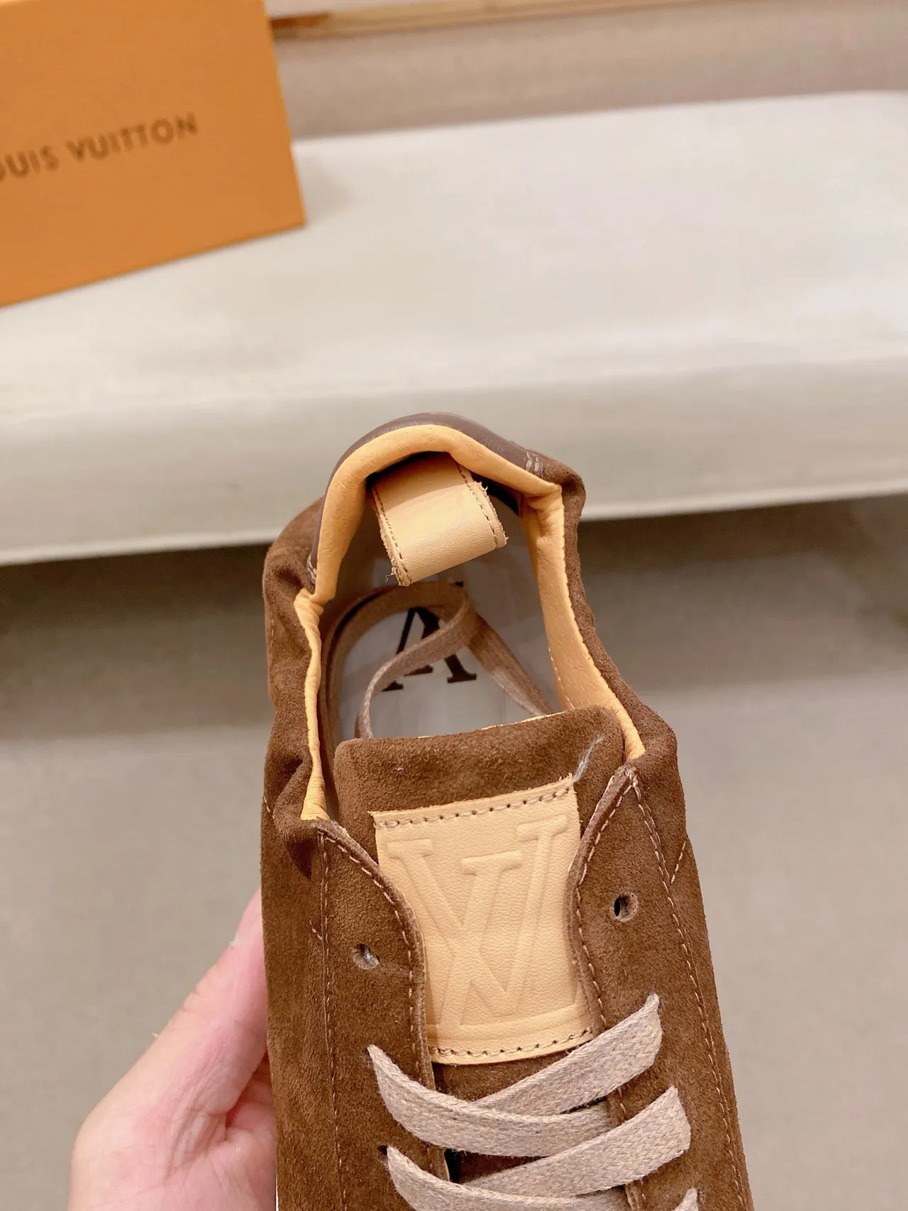 Louis Vuitton LV Trainer Brown Beige Suede Upper White Platform Sole Lifestyle Sneakers 3