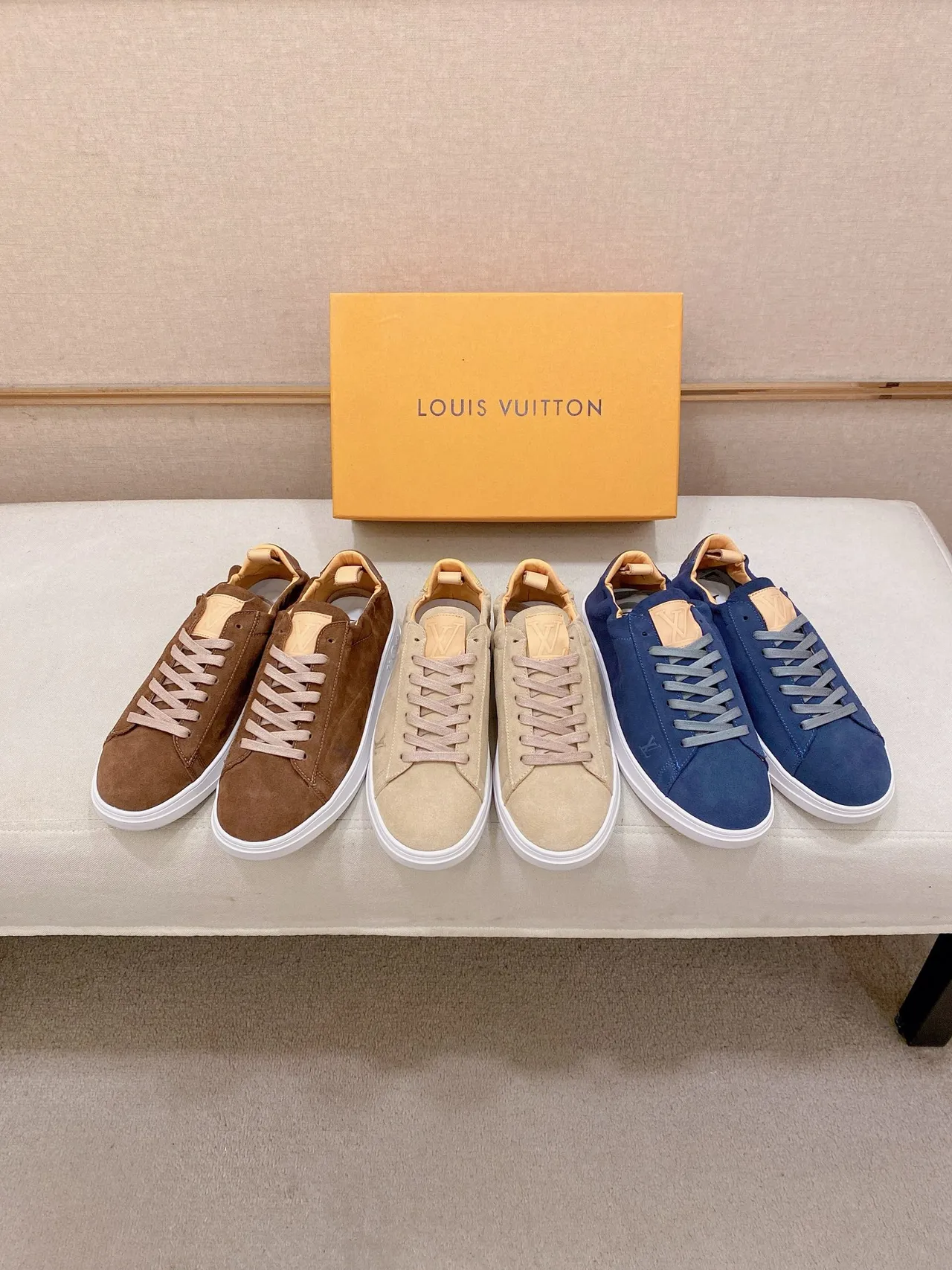 Louis Vuitton LV Trainer Brown Beige Suede Upper White Platform Sole Lifestyle Sneakers 5