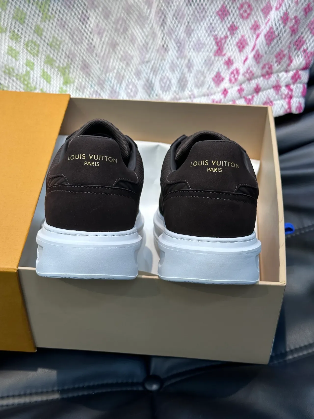 Louis Vuitton LV Trainer Brown White Low-Top Suede Upper Lifestyle Sneakers 3