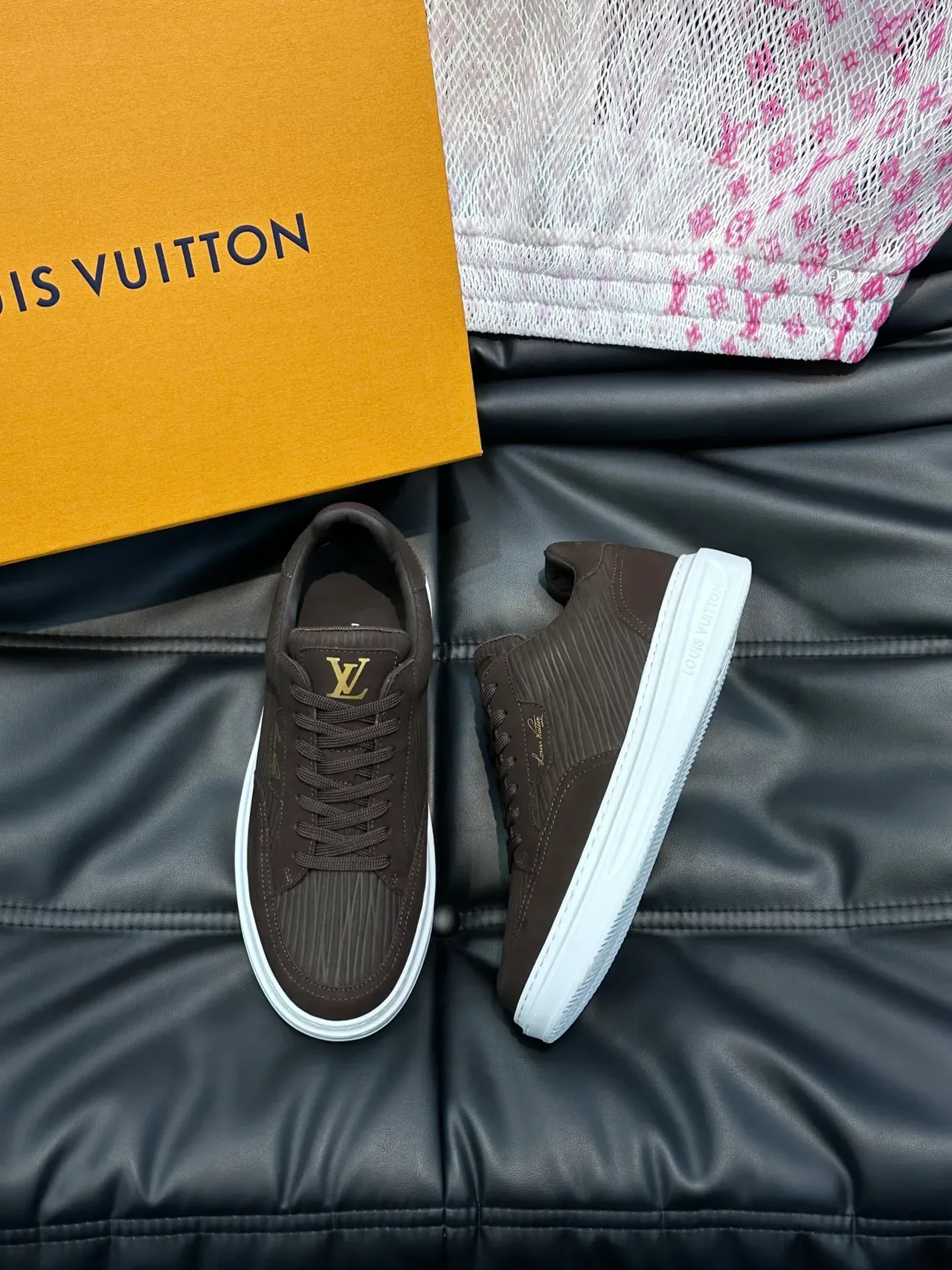 Louis Vuitton LV Trainer Brown White Low-Top Suede Upper Lifestyle Sneakers 4