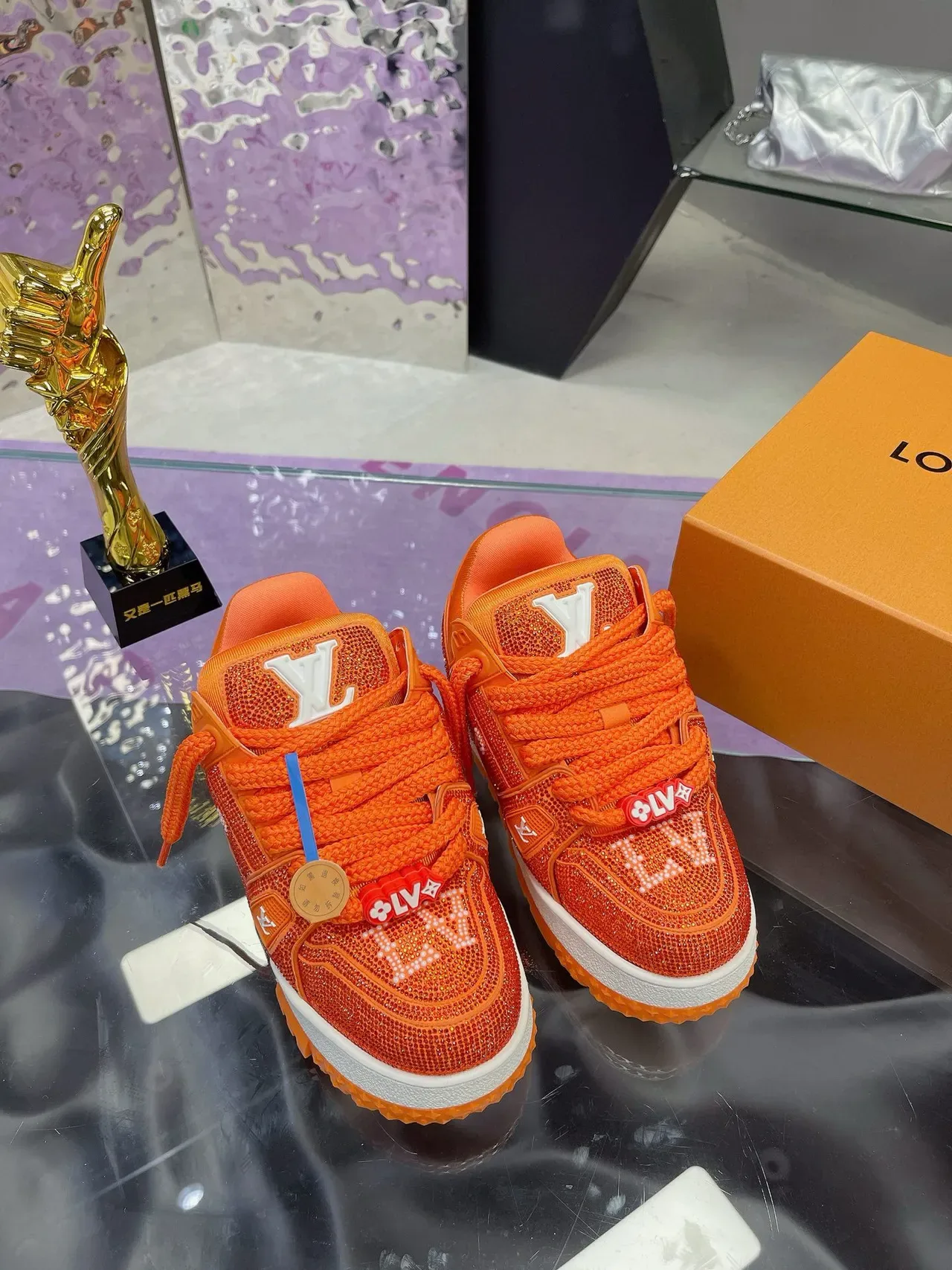 Louis Vuitton LV Trainer Crystal Orange Lifestyle Sneakers 3