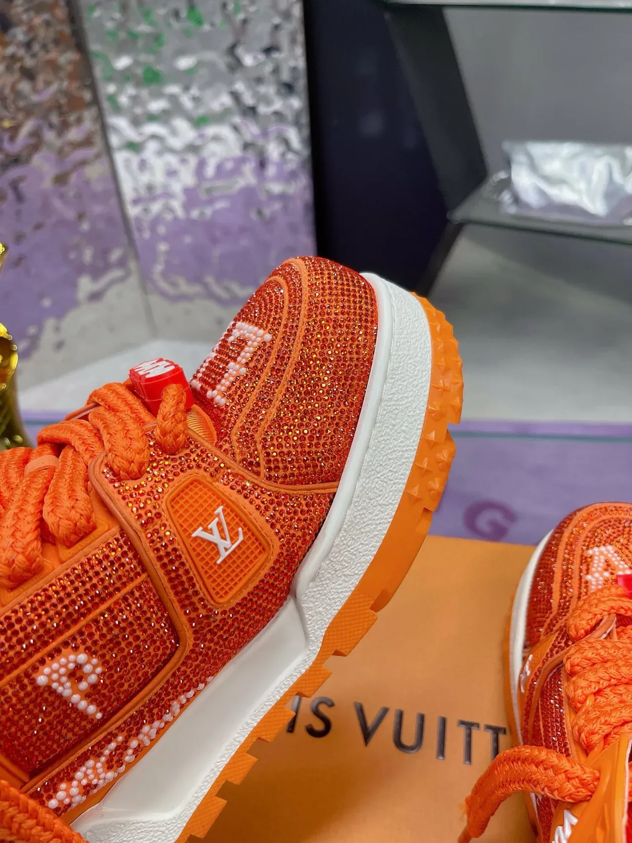 Louis Vuitton LV Trainer Crystal Orange Lifestyle Sneakers 5