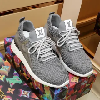 Louis Vuitton LV Trainer Gray White Knit Upper Low-Top Lifestyle Sneakers