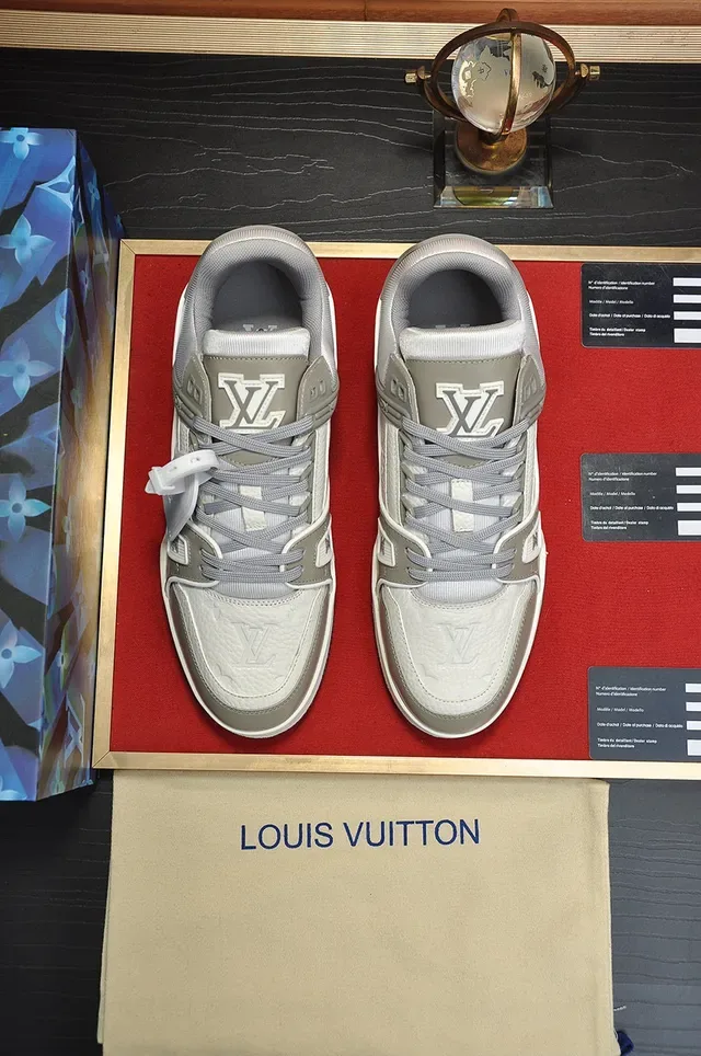 Louis Vuitton LV Trainer Gray White Layered Geometric Construction Lifestyle Sneakers 2
