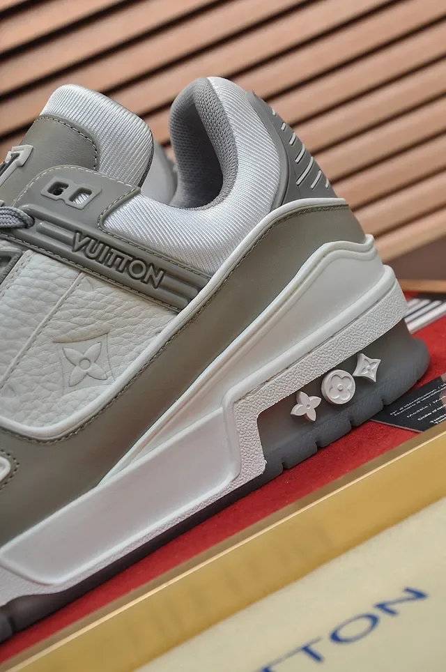 Louis Vuitton LV Trainer Gray White Layered Geometric Construction Lifestyle Sneakers 3