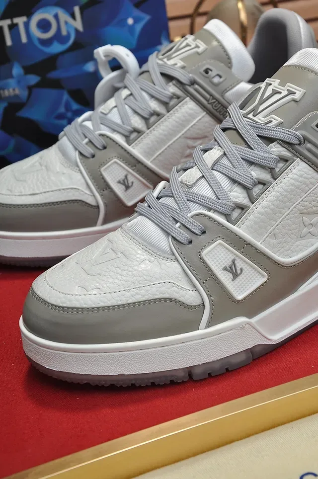 Louis Vuitton LV Trainer Gray White Layered Geometric Construction Lifestyle Sneakers 4