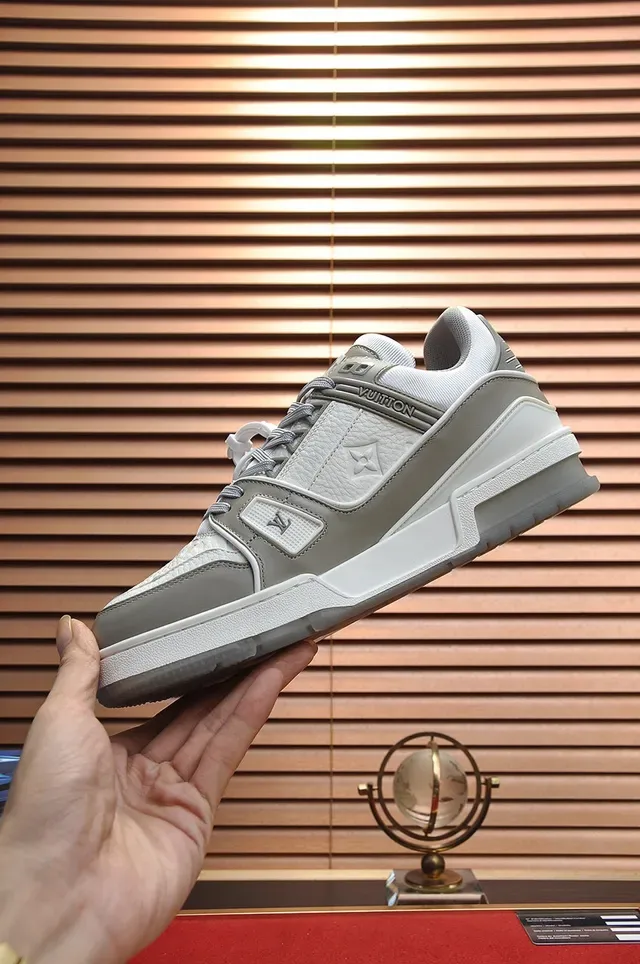 Louis Vuitton LV Trainer Gray White Layered Geometric Construction Lifestyle Sneakers 7