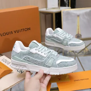 Louis Vuitton LV Trainer Green White Monogram Jacquard Upper Plastic Cage Overlay Lifestyle Sneakers