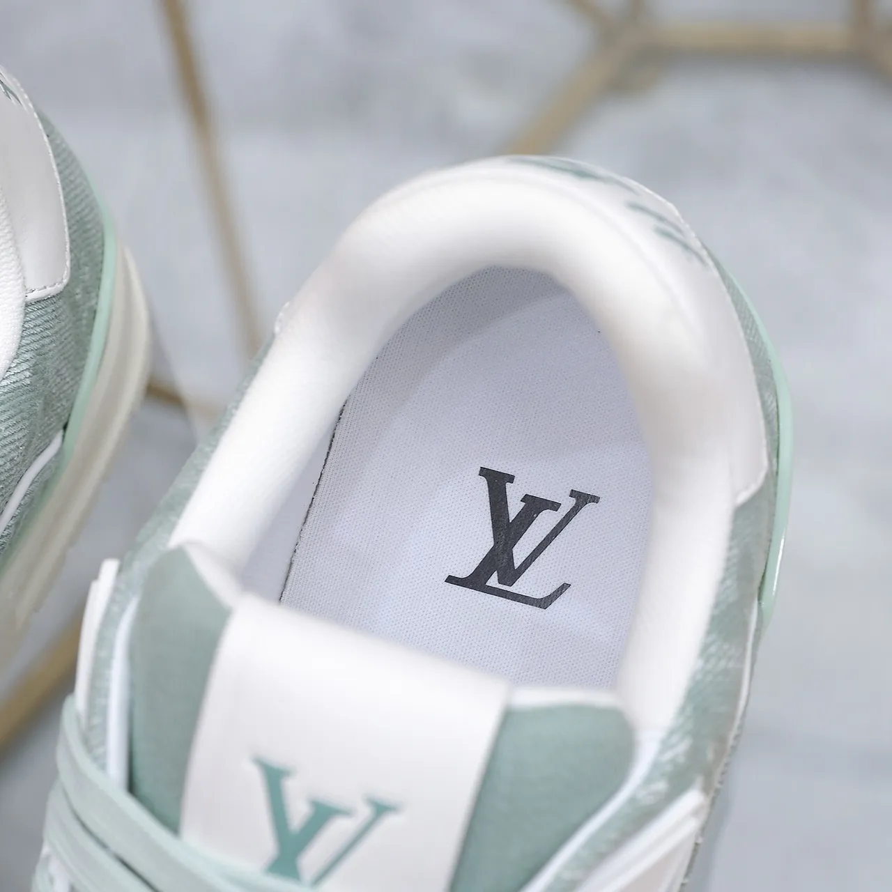 Louis Vuitton LV Trainer Green White Monogram Jacquard Upper Plastic Cage Overlay Lifestyle Sneakers 2