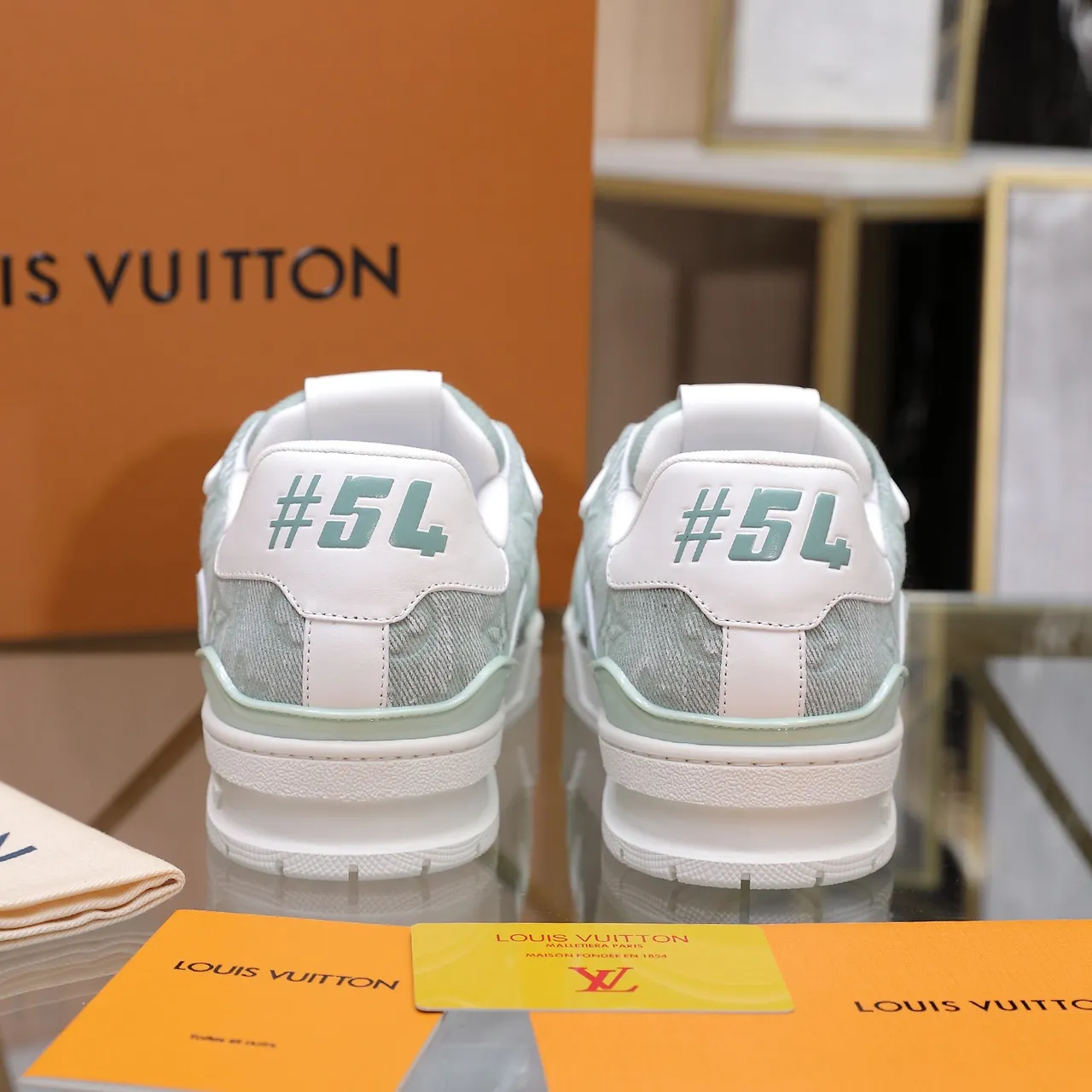 Louis Vuitton LV Trainer Green White Monogram Jacquard Upper Plastic Cage Overlay Lifestyle Sneakers 4