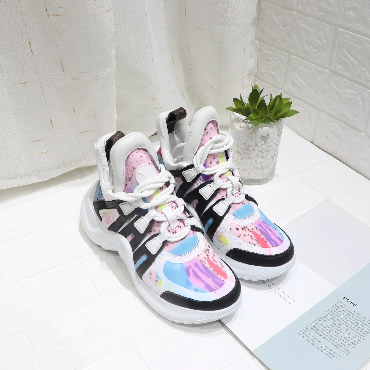 Louis Vuitton LV Trainer Multicolor White Sole Tie-Dye Upper Chunky Sneakers 1