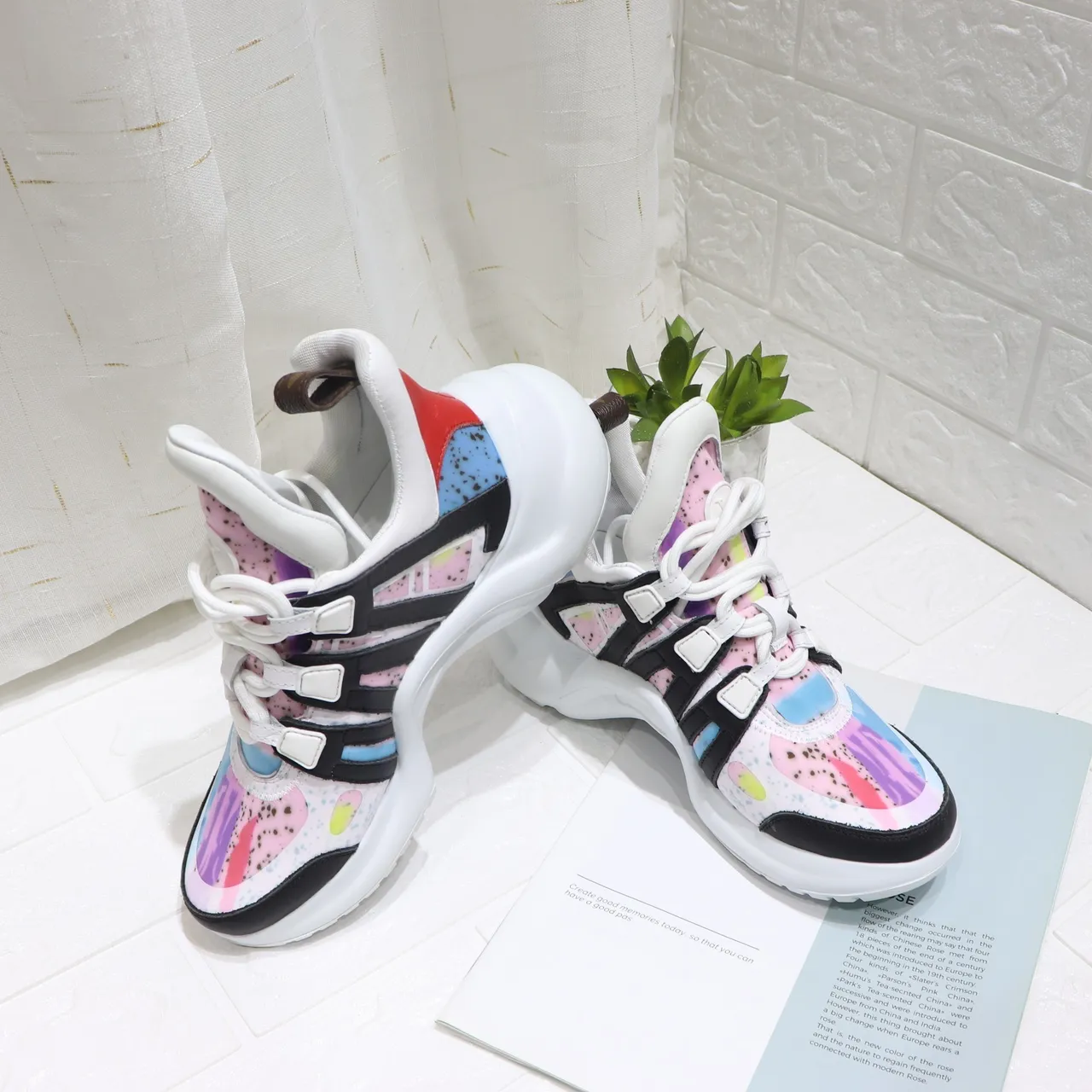 Louis Vuitton LV Trainer Multicolor White Sole Tie-Dye Upper Chunky Sneakers 5