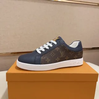 Louis Vuitton LV Trainer marrón navy Monogram Canvas Smooth Leather Panels zapatillas lifestyle