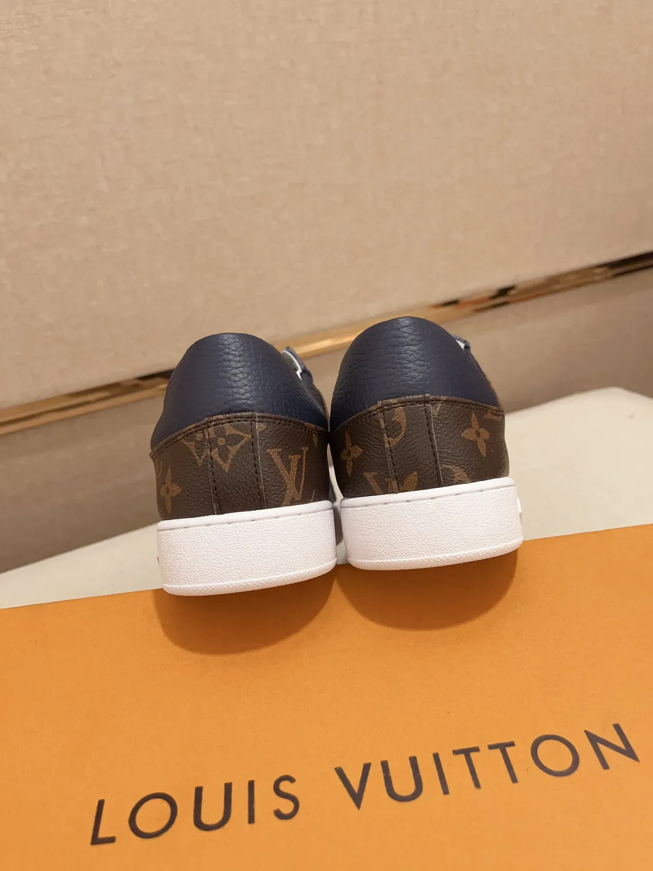 Louis Vuitton LV Trainer Navy Brown Monogram Canvas Smooth Leather Panels Lifestyle Sneakers 8