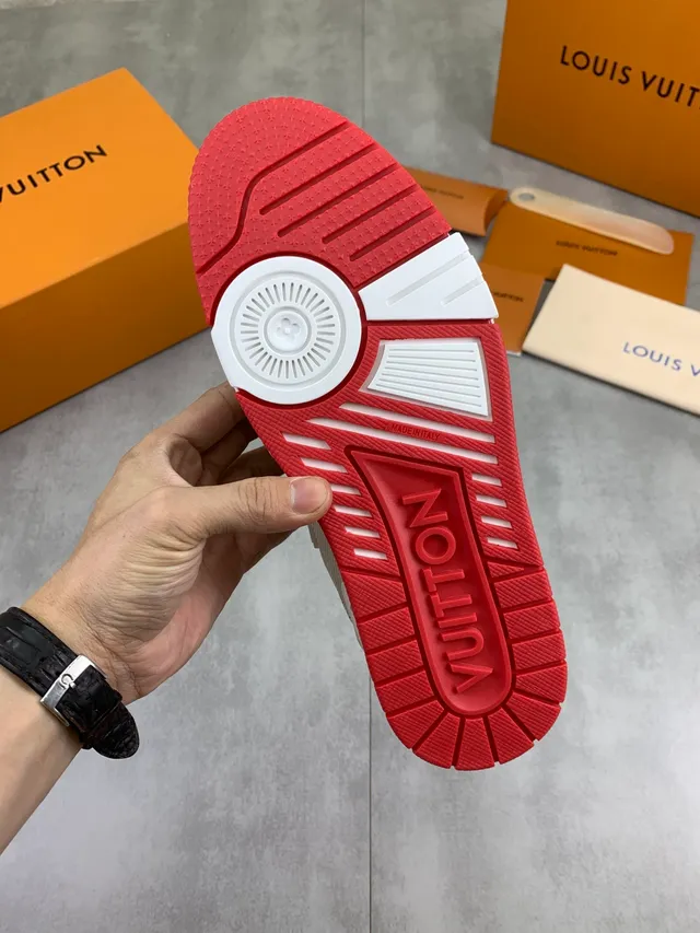 Louis Vuitton LV Trainer Off-White and Red Lifestyle Sneakers 4