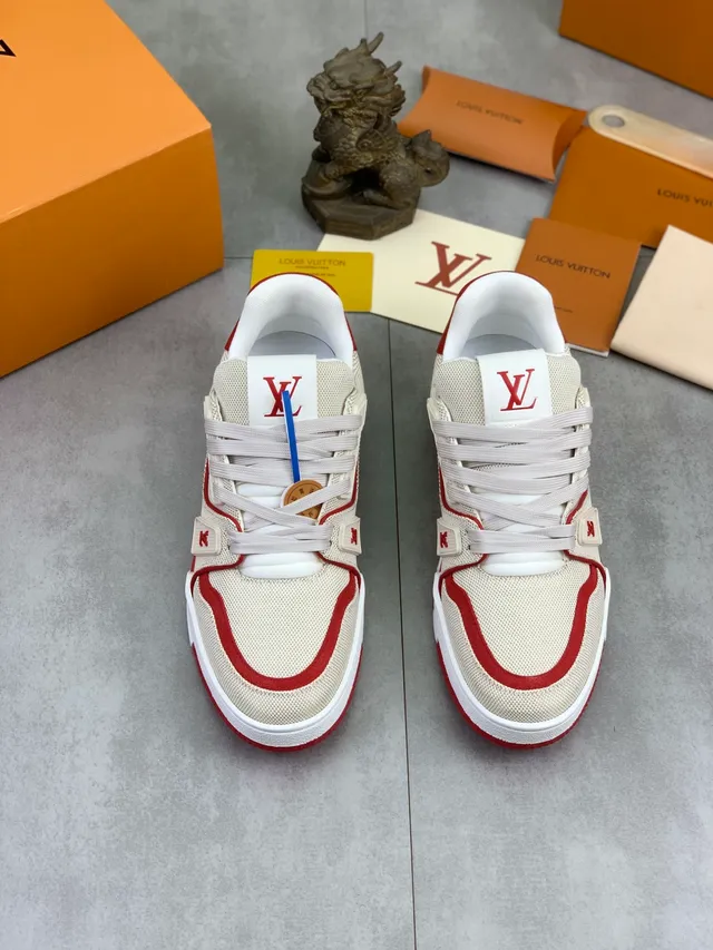 Louis Vuitton LV Trainer Off-White and Red Lifestyle Sneakers 5