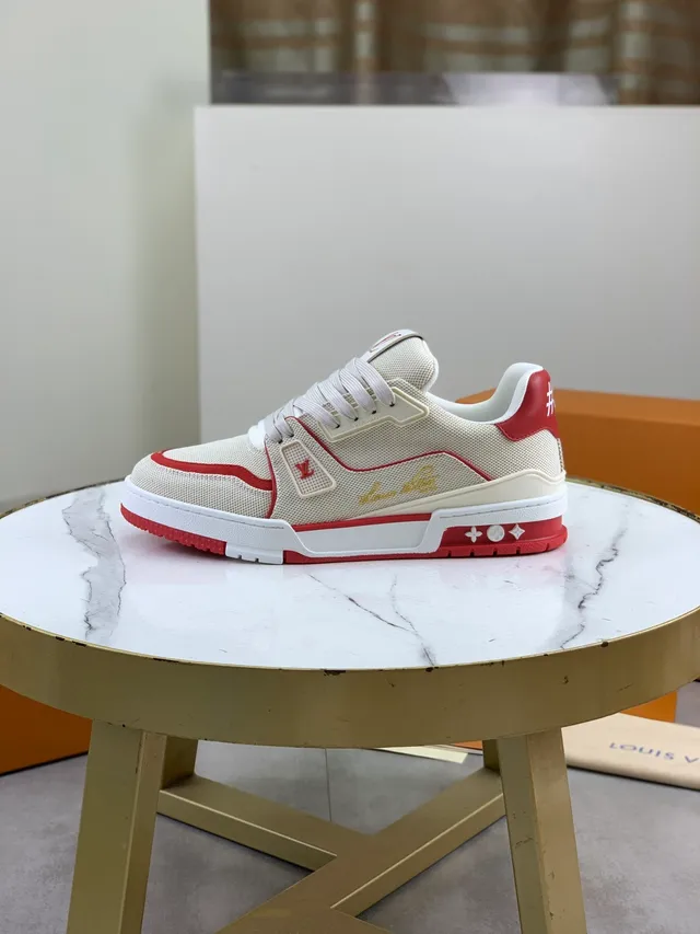 Louis Vuitton LV Trainer Off-White and Red Lifestyle Sneakers 6