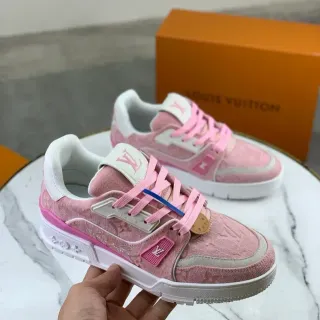 Louis Vuitton LV Trainer Sneakers Lifestyle Rosa y Blanco