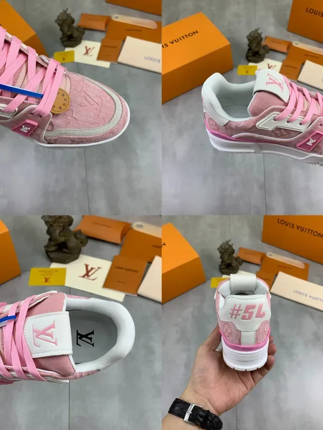 Louis Vuitton LV Trainer Pink and White Lifestyle Sneakers 3