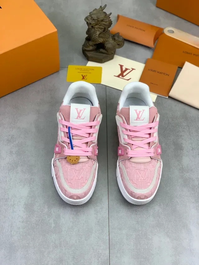 Louis Vuitton LV Trainer Pink and White Lifestyle Sneakers 5