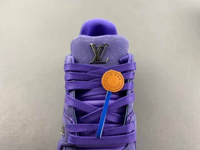 Louis Vuitton LV Trainer Purple Monochromatic Textured Leather Upper Lifestyle Sneakers 6