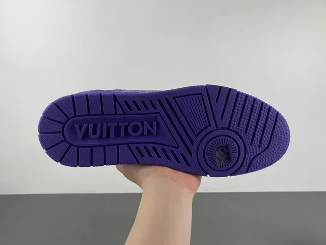 Louis Vuitton LV Trainer Purple Monochromatic Textured Leather Upper Lifestyle Sneakers 9
