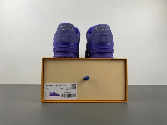 Louis Vuitton LV Trainer Purple Monochromatic Textured Leather Upper Lifestyle Sneakers 17