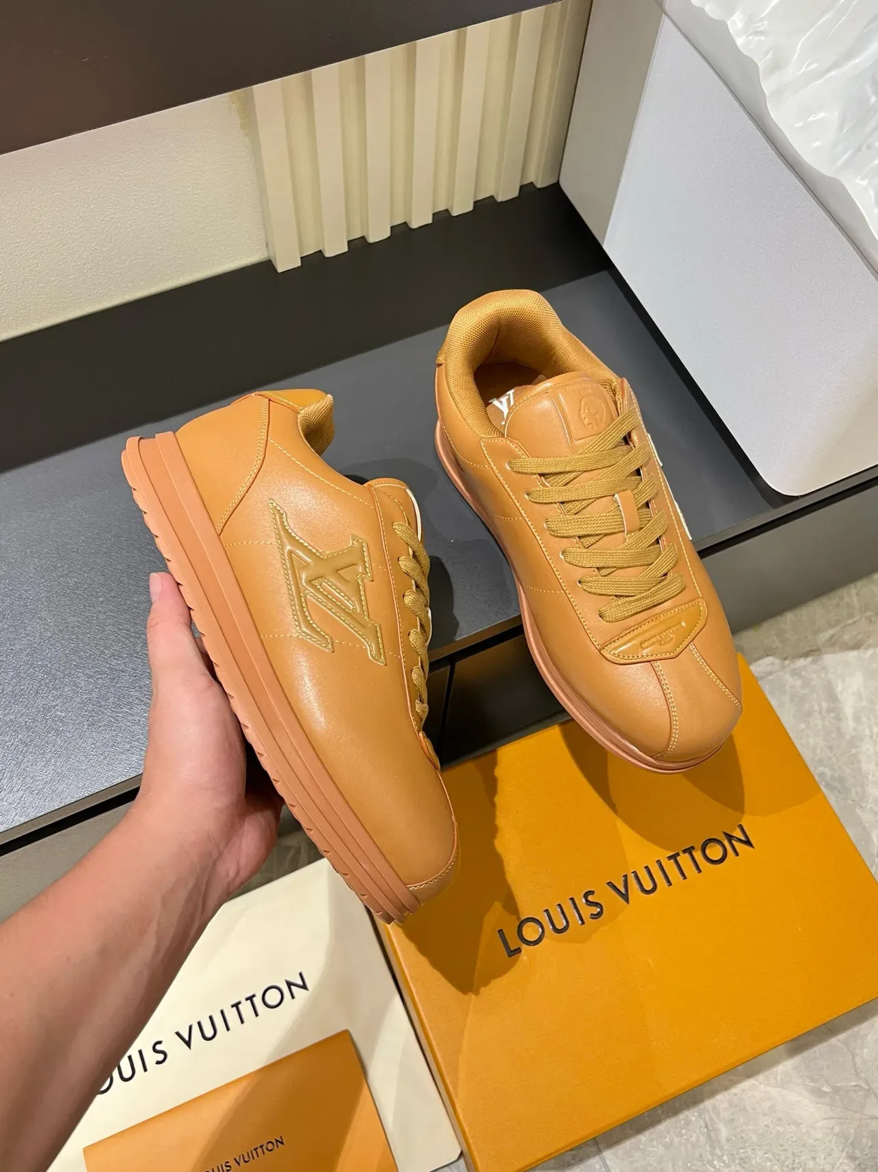 Louis Vuitton LV Trainer Tan Leather Lifestyle Sneakers 6