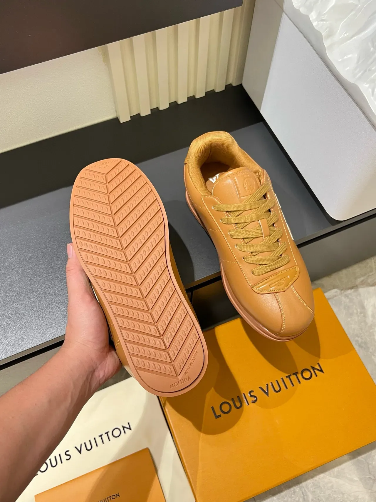 Louis Vuitton LV Trainer Tan Leather Lifestyle Sneakers 7
