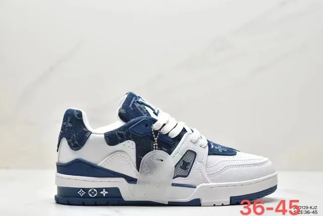 Louis Vuitton LV Trainer White Black Layered Leather And Synthetic Upper Asymmetrical Side Branding Lifestyle Sneakers 3