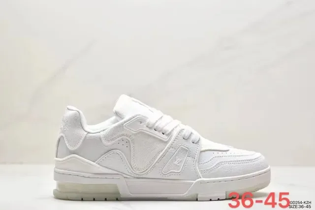 Louis Vuitton LV Trainer White Black Layered Leather And Synthetic Upper Asymmetrical Side Branding Lifestyle Sneakers 5