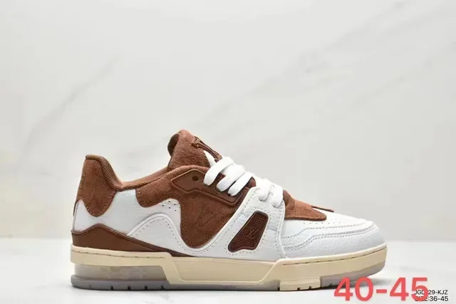 Louis Vuitton LV Trainer White Black Layered Leather And Synthetic Upper Asymmetrical Side Branding Lifestyle Sneakers 6