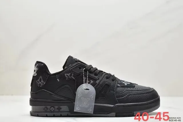 Louis Vuitton LV Trainer White Black Layered Leather And Synthetic Upper Asymmetrical Side Branding Lifestyle Sneakers 7