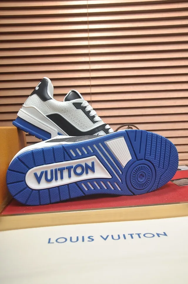 Louis Vuitton LV Trainer White Blue Layered Leather Upper Sculpted Midsole Lifestyle Sneakers 3