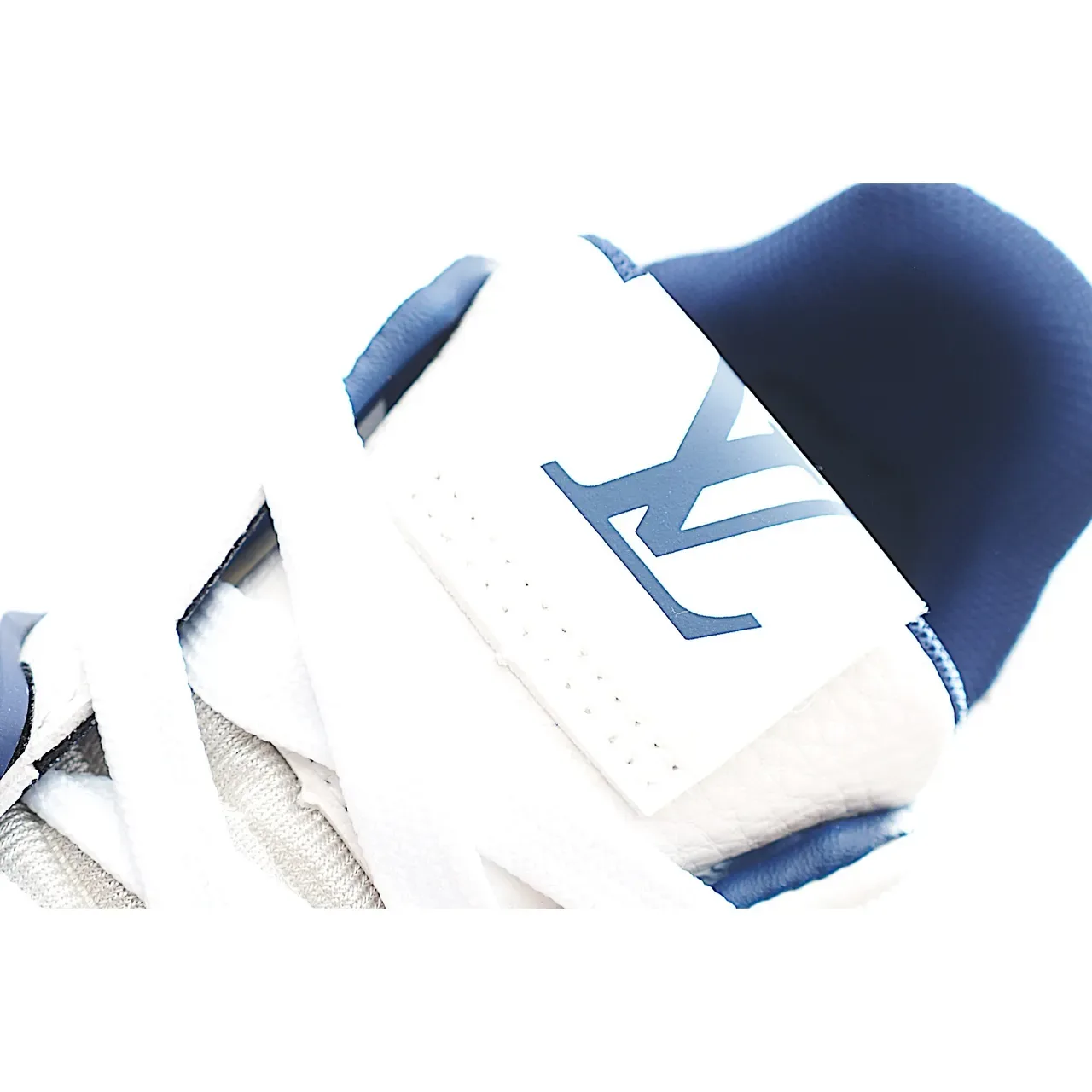 Louis Vuitton LV Trainer White Blue Layered Synthetic Overlays Perforated Toebox Lifestyle Sneakers 14